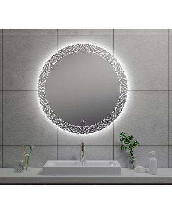 Deco spiegel rond met LED, dimbaar 80 cm