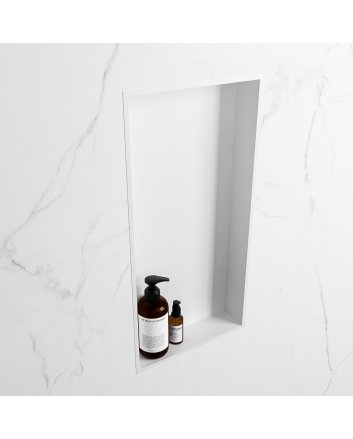 Mondiaz Easy Nis 59,5x29,5cm in solid surface kleur Talc | Talc. 1 vak  geschikt voor in- of opbouw