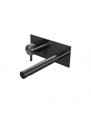 BRAUER Gunmetal Edition inbouw wastafelmengkraan met rechte uitloop en afdekplaat model B2 gunmetal geborsteld PVD