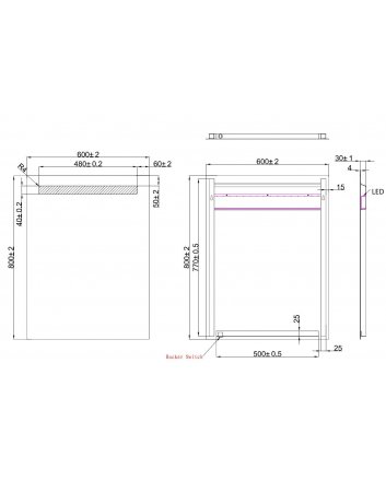 Tigris spiegel rechthoek met LED 60 x 80 cm