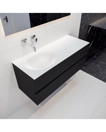 Mondiaz Vica 120cm badmeubel urban 2 lades wastafel Moon links zonder kraangat