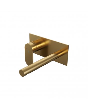 BRAUER Gold Edition inbouw wastafelmengkraan met rechte uitloop en afdekplaat model C2 goud geborsteld PVD