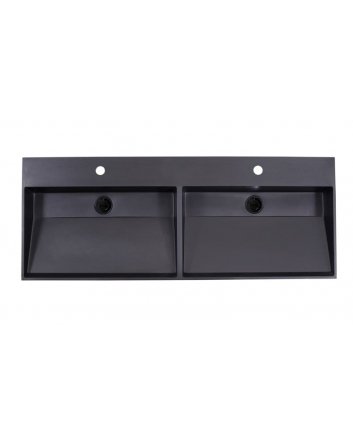 Sani DeLuxe Wastafel Quartz Trend 120 dubbele wasbak, met twee kraangaten