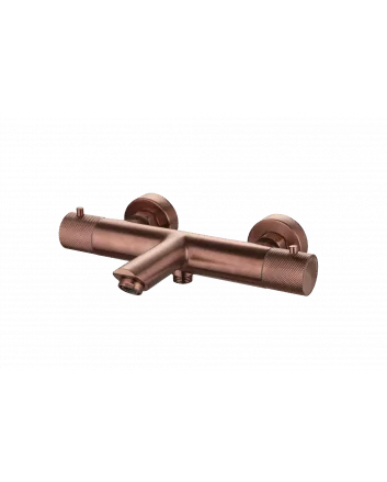 Sani DeLuxe Badmengkraan opbouw thermostatisch rond Brons met geribbeld knop