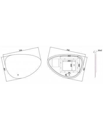 Uovo spiegel ovaal met LED, dimbaar en spiegelverwarming 70 cm