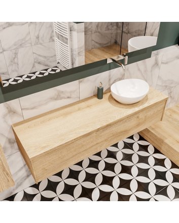 Mondiaz Lush 150 badmeubel washed oak 1 lades Barco rechts geen kraangat