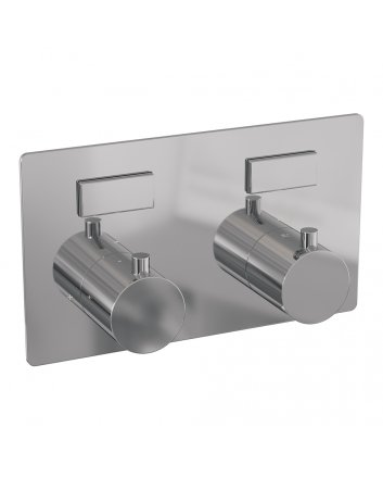 BRAUER Chrome Edition thermostatische inbouw regendouche met drukknoppen SET 54 met 30 cm douchekop en plafondarm en staaf handdouche en doucheslang en wandaansluitbocht chroom