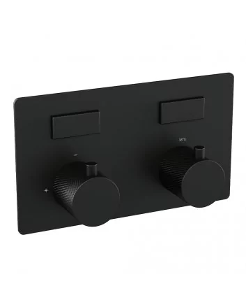 BRAUER Black Carving 2-weg inbouwthermostaat met drukknoppen met in- en afbouwdelen mat zwart