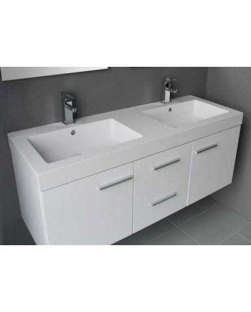 Sani DeLuxe BM badmeubelset met aluminium greep 131 Hoogglans Wit zonder spiegel