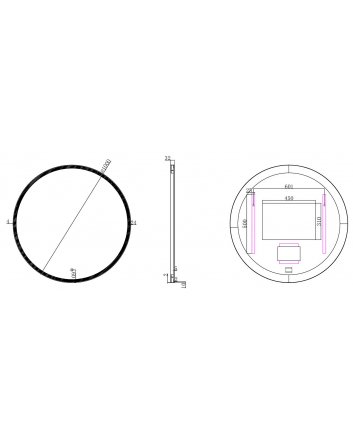 Maro spiegel rond met LED, dimbaar en spiegelverwarming 100 cm mat zwart