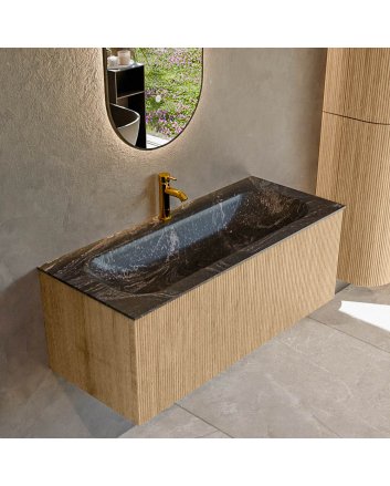 Mondiaz Kurve-Dlux 110cm badmeubel kleur Oak met 1 lade en 0 deuren. Wastafel Big medium Midden 1 kraangat Lava.