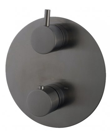 Caral Rond afbouwdeel inbouwthermostaat 2 weg gunmetal
