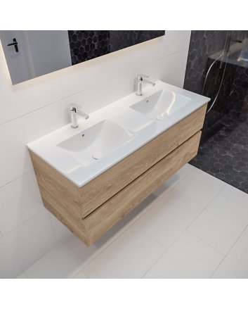 Mondiaz Vica 120 badmeubel washed oak 2 lades DENIA dubbel 2 kraangaten