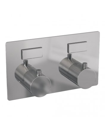 BRAUER Chrome Carving thermostatische inbouw regendouche met drukknoppen SET 64 met 30 cm douchekop en gebogen muurarm en staaf handdouche en doucheslang en geïntegreerde glijstang chroom