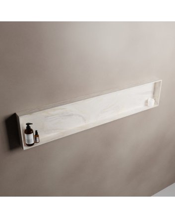 Mondiaz Easy Nis 149,5x29,5cm in solid surface kleur Ostra. 1 vak  geschikt voor in- of opbouw