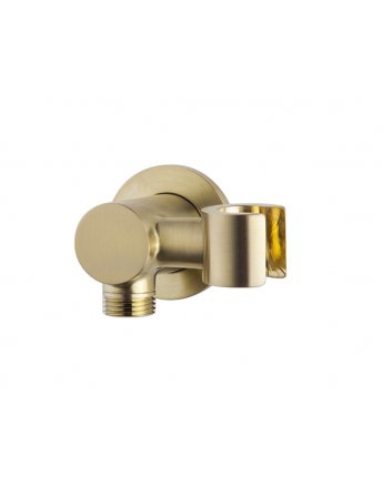 Wandaansluitbocht met kantelbare handdouchehouder rond 1/2" geborsteld messing