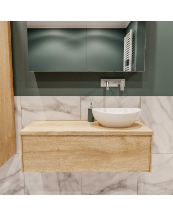 Mondiaz Lush 100 badmeubel washed oak 1 lades Barco rechts geen kraangat