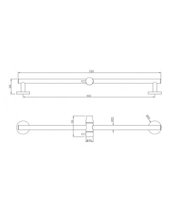 Glijstang rond 65cm chroom
