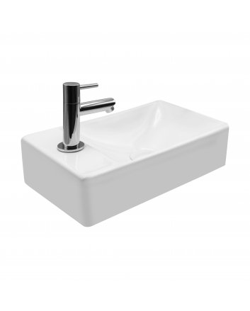 Eco Elegance Keramische Wastafel Met Kraangat Links (37,5x22x10cm) - Wit