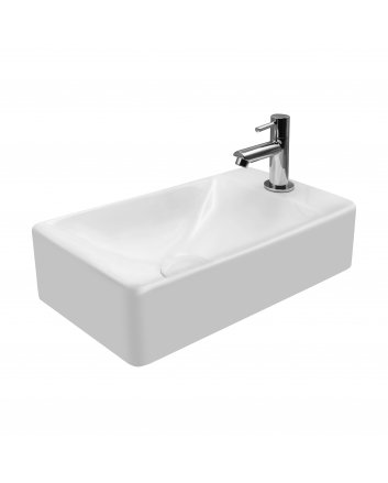 Eco Elegance Keramische Wastafel Met Kraangat Rechts (37,5x22x10cm) - Wit