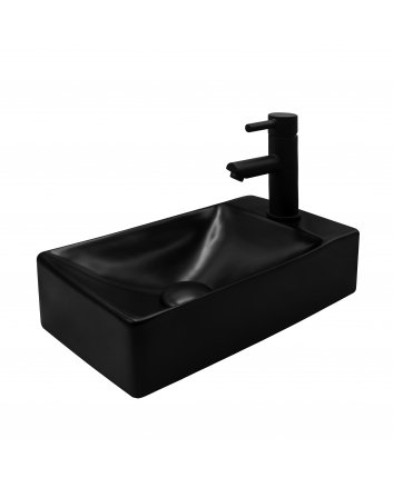 Eco Elegance Keramische Wastafel Met Kraangat Rechts (37,5x22x10cm) - Wit