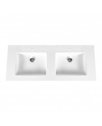 Eco Elegance Solid Surface Dubbele Wastafel (120cm) - Wit