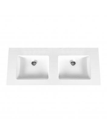 Eco Elegance Solid Surface Dubbele Wastafel Zonder Kraangat (120cm) - Wit