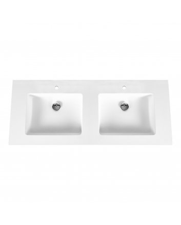 Eco Elegance Solid Surface Dubbele Wastafel (160cm) - Wit