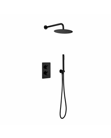 Eco Elegance Inbouw Thermostatische Doucheset Met Regendouchekop (Ø25cm) - Mat Zwart