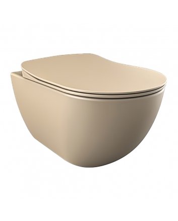 Hugo & Müeller Rimoff Ophang Wc Met Rvs Sproeier (Bidet), Mat Cappucino