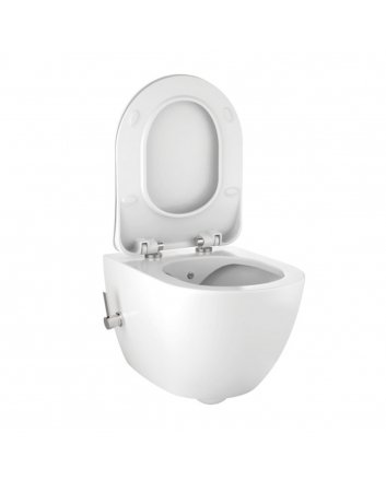 Hugo & Müeller Design Rimoff Ophang Wc Met Rvs Sproeier (Bidet) + Koud Waterkraan - Wit