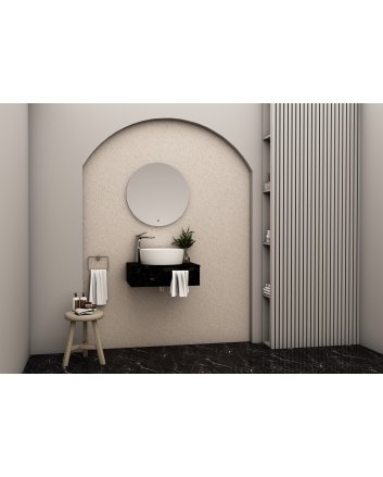 Eco Elegance Felix Onderkast Met Handdoekuitsparing (60cm) - Zwart Marmer