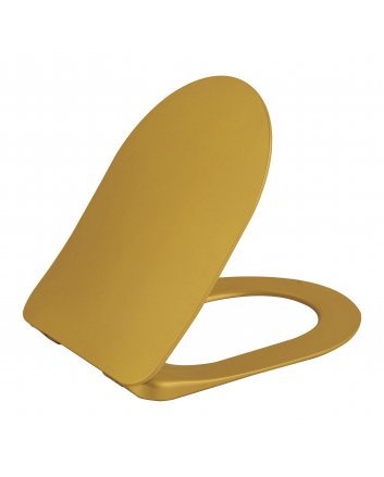 Hugo & Müeller Flat Wc-Zitting Duroplast (Soft-Close & Quick Release) Met Inox Scharnieren - Goud