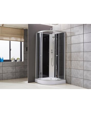 Eco Elegance Douchecabine 90x90cm Kwartrond + Regendouche 4mm Veiligheidsglas (Achterpaneel)
