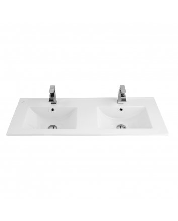 Hugo & Müeller Keramische Wastafel Dubbel (46x120cm) - Wit