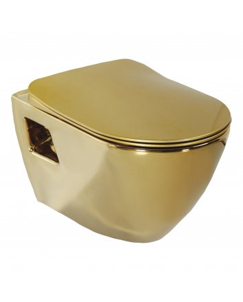 Eco Elegance Design Ophang Wc Goud Met Rvs Sproeier Wit Van Binnen (Bidet)
