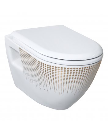 Hugo & Müeller Design Ophang Wc Zonder Sproeier (Bidet), Wit Met Goud Decoratie