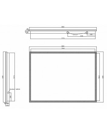 Quatro spiegel rechthoek met LED, dimbaar en spiegelverwarming 80 x 60 cm