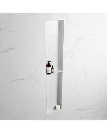 Mondiaz Easy Nis 89,5x29,5cm in solid surface kleur Talc | Talc. 2 vakken geschikt voor in- of opbouw