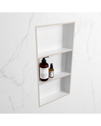 Mondiaz Easy Nis 59,5x29,5cm in solid surface kleur Linen | Talc. 3 vakken  geschikt voor in- of opbouw