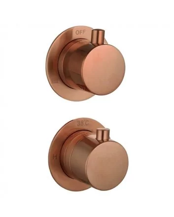 Sani DeLuxe Badset inbouw met box thermostaat, muurbevestiging / doucheslang, staafhanddouche / afwerkringen / rond Brons