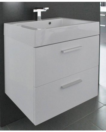 Sani DeLuxe BM badmeubelset met aluminium greep 60 Hoogglans Wit zonder spiegel