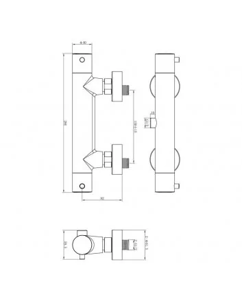 Sani DeLuxe Douchemengkraan opbouw thermostatisch rond Chroom