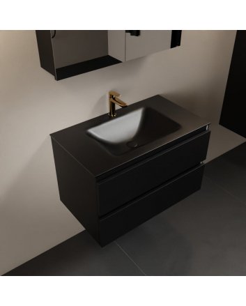 Mondiaz Aivy 80cm badmeubel Urban, wastafel Urban solid surface midden 1 kraangat met spiegelkast