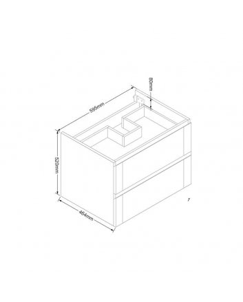 Sani DeLuxe Wood Eiken onderkast met greeplijst in korpus kleur 60