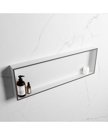Mondiaz Easy Nis 89,5x29,5cm in solid surface kleur DarkGrey | Talc. 1 vak  geschikt voor in- of opbouw