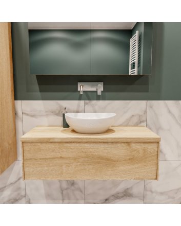 Mondiaz Lush 100 badmeubel washed oak 1 lades Barco midden geen kraangat