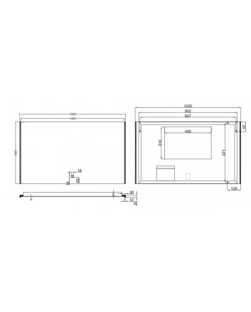 Duo spiegel rechthoek met LED 102 x 60 cm