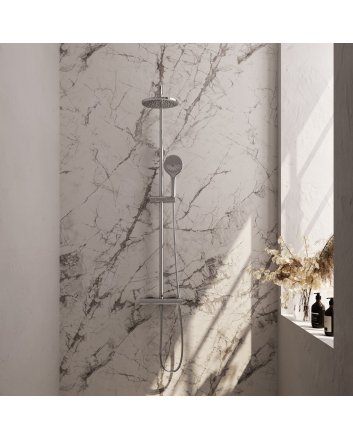 BRAUER Chrome Edition opbouw thermostatische regendouche SET 02 met 20 cm douchekop en 3-standen handdouche en doucheslang chroom