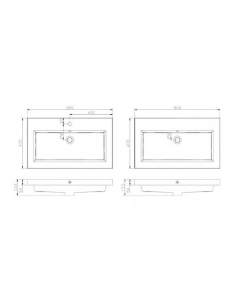Sani DeLuxe Wastafel Trendline mineraalmarmer 80, zonder kraangat